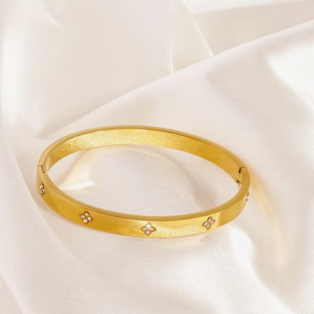 5pcs Set Elegant & Fashionable18k Gold Plated Stainless Steel Bracelet - Picture 6 of 10